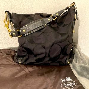 Coach Black large monogram canvas shoulder bag